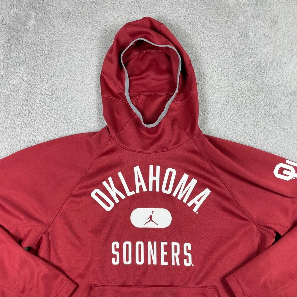 Oklahoma Sooners Jordan Hoodie Mens Medium Red OU Pullover Sweatshirt